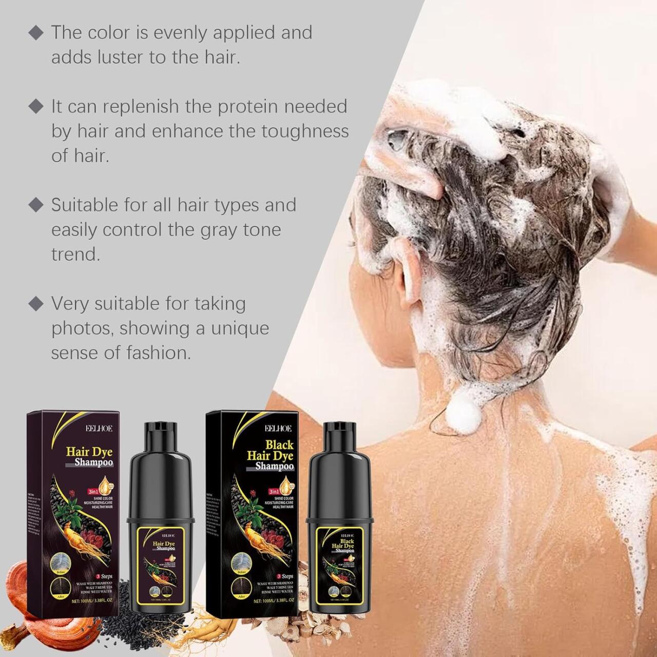 Champú Tinte Negro 3 en 1