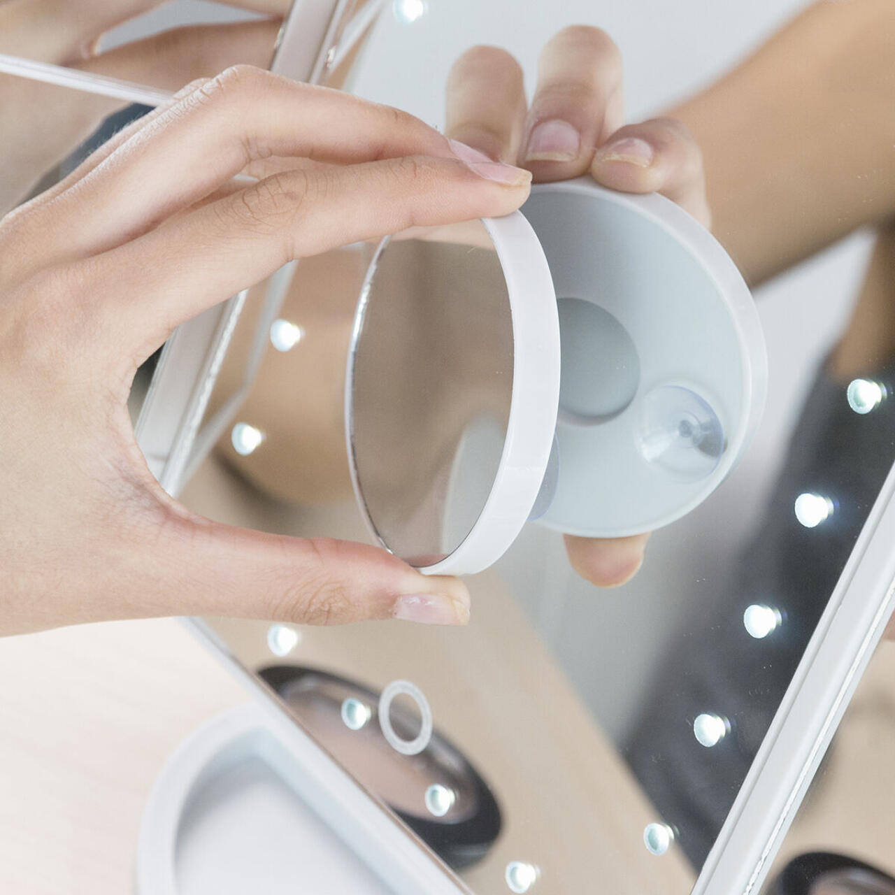 espejo de maquillaje plegable led