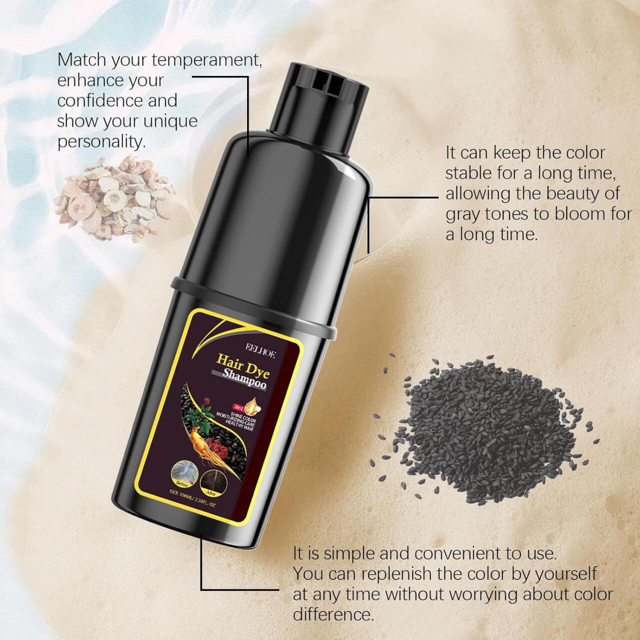 Champú Tinte Negro 3 en 1