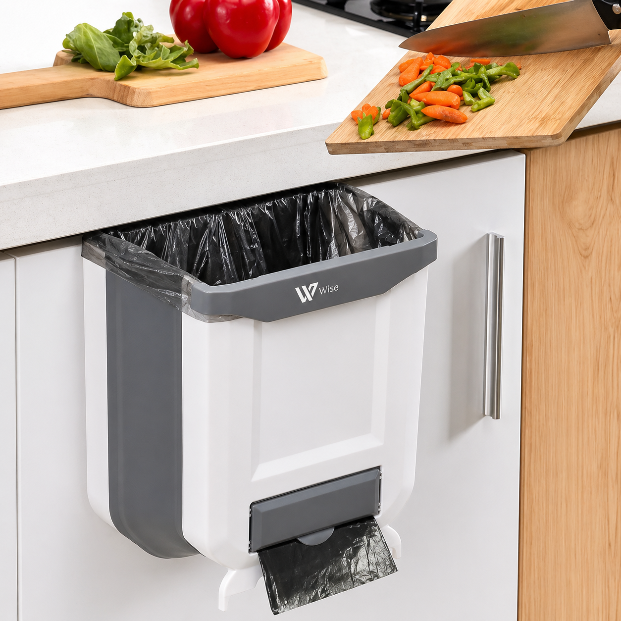 Cubo de basura plegable colgante para cocina