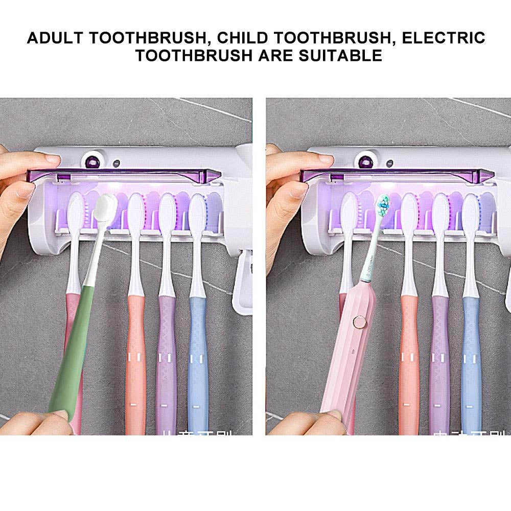 Esterilizador de Cepillos de Dientes 3 en 1 con Luz UV y Dispensador