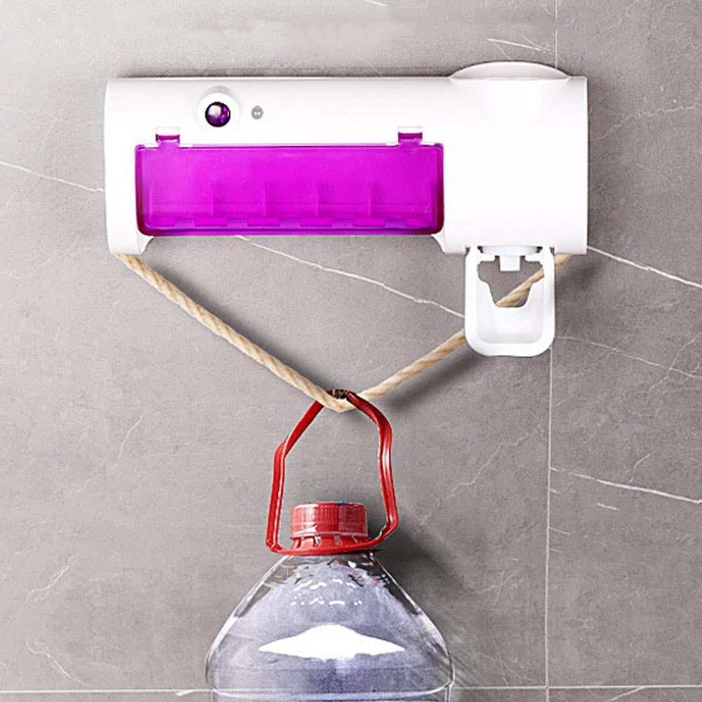 Esterilizador de Cepillos de Dientes 3 en 1 con Luz UV y Dispensador