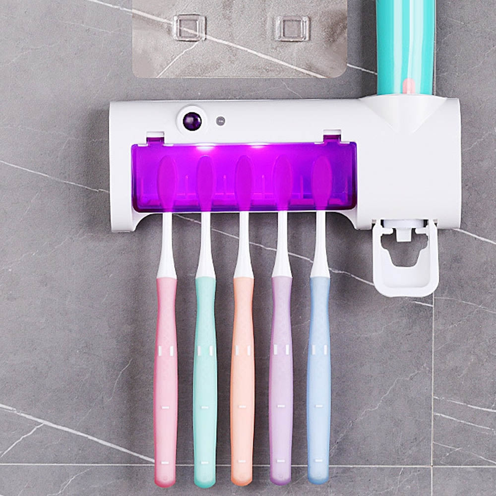 Esterilizador de Cepillos de Dientes 3 en 1 con Luz UV y Dispensador