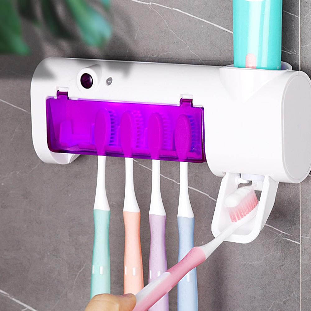 Esterilizador de Cepillos de Dientes 3 en 1 con Luz UV y Dispensador