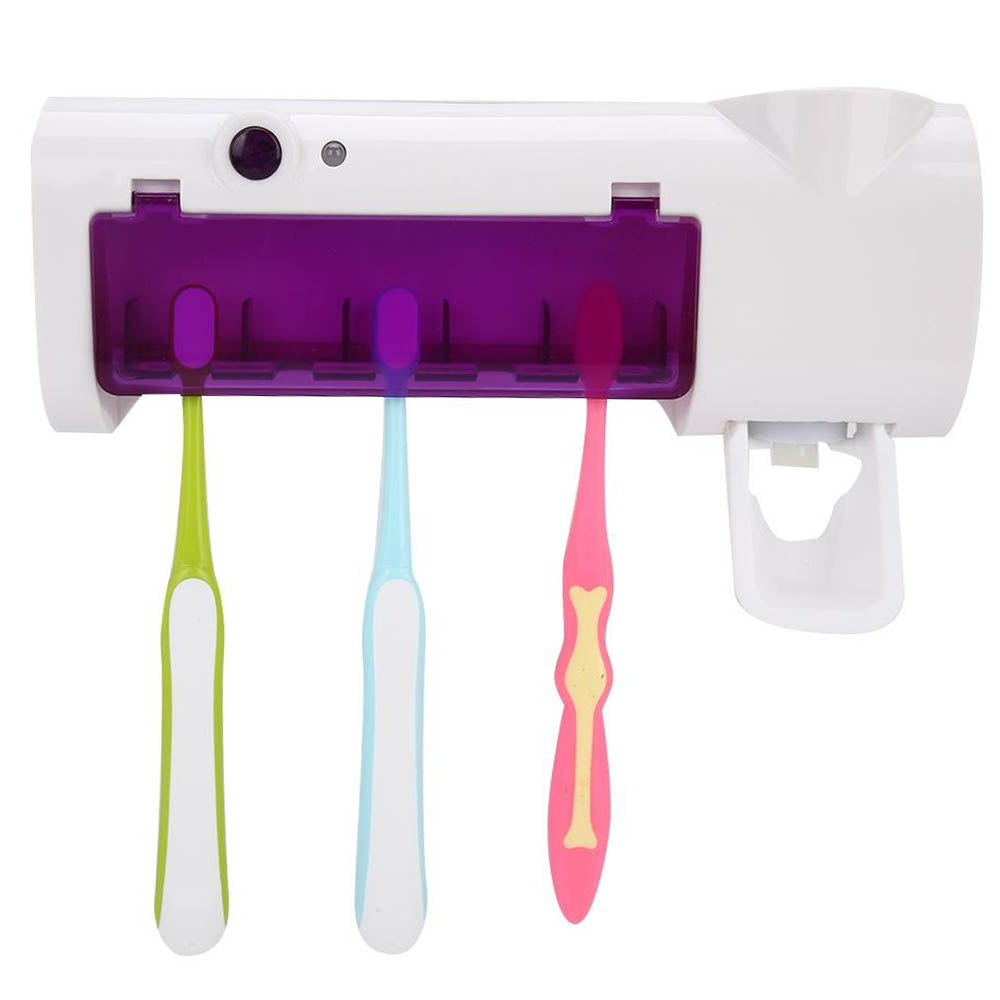 Esterilizador de Cepillos de Dientes 3 en 1 con Luz UV y Dispensador